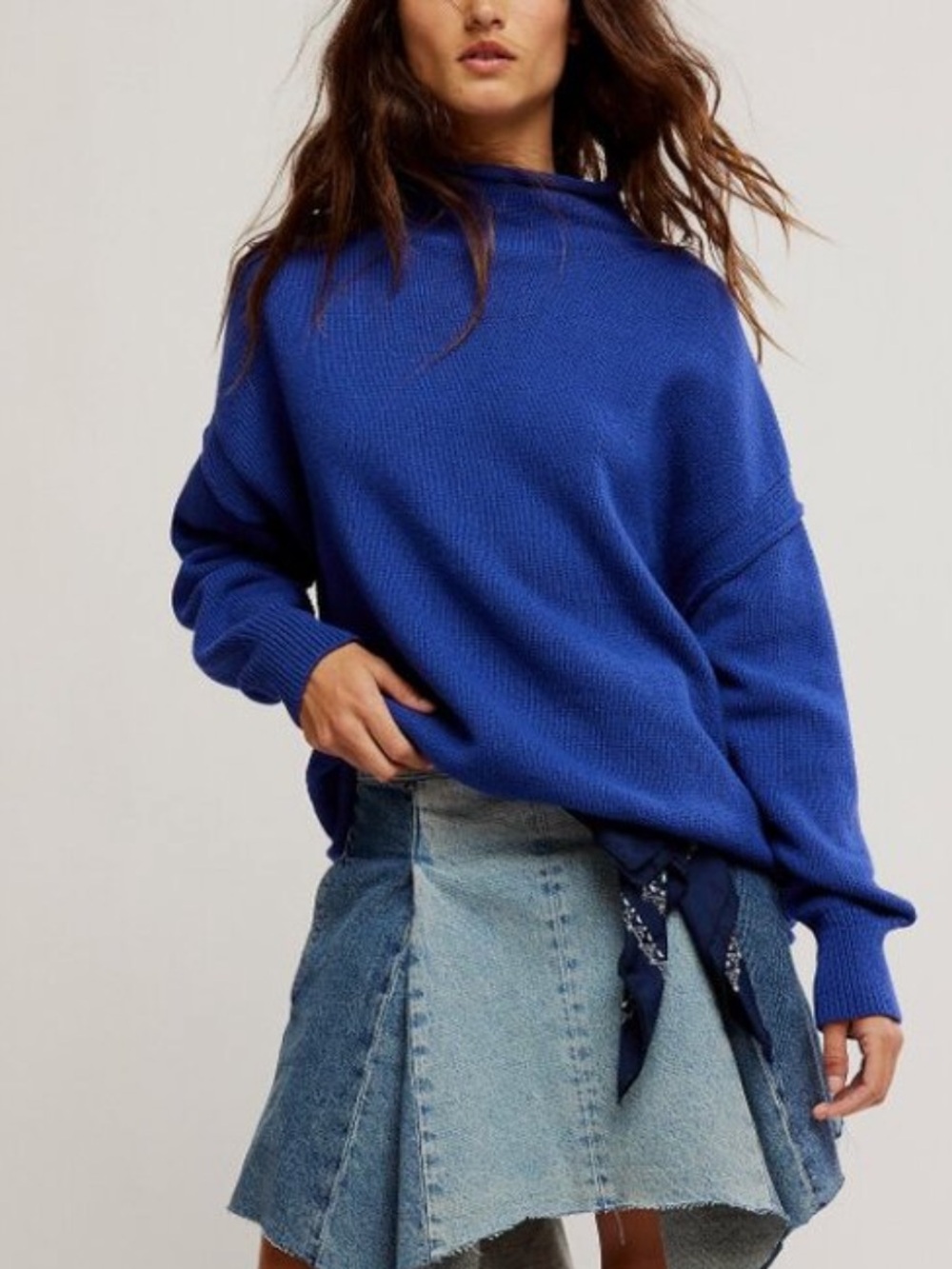 Free People Torres Roll Neck Sweater NWT 🌷We The Free in Skipper Blue